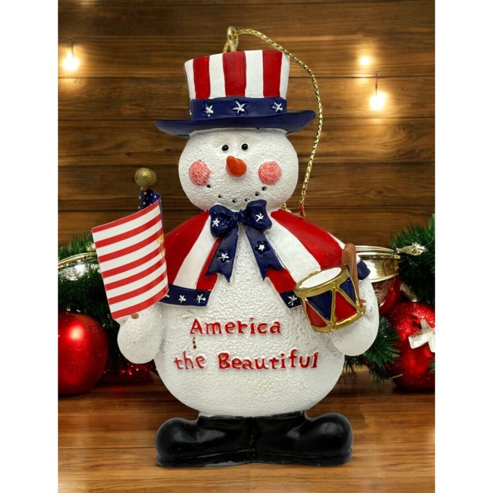 Kurt S Adler Patriotic Snowman Christmas Ornament America the Beautiful KSA Inc